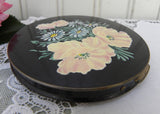 Vintage Rex Fifth Avenue Enameled Powder Compact Pink Poppies and Daisies