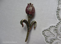 Heidi Daus Dutch Treat Pavé Crystal Fuchsia Tulip Brooch