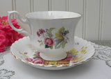 Vintage Royal Albert Basket of Pink Roses and Grapes Teacup and Saucer