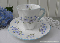 Petite Vintage Shelley Blue Rock Demitasse Teacup and Saucer - The Pink Rose Cottage 