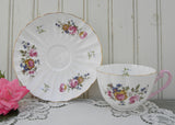 Vintage Shelley Pink Rose and Forget-Me-Nots Teacup and Saucer