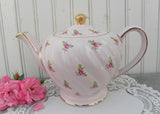 Vintage Sadler Ditzy Rose Pink Swirl Teapot England