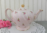 Vintage Sadler Ditzy Rose Pink Swirl Teapot England