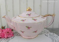 Vintage Sadler Ditzy Rose Pink Oval Teapot England