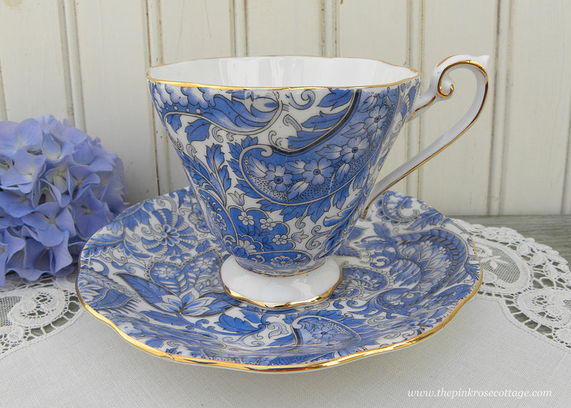 Blue and Gold Vintage Tea Cup and Saucer Royal Standard Teacup