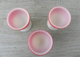 Macbeth Evans Glass Petalware Cremax Milk Glass Red and White Egg Cups