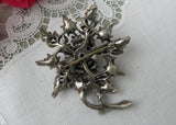 Vintage Coro Clear Rhinestone Flower Pin Brooch