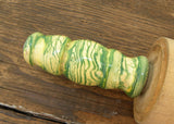 Vintage Wooden Rolling Pin with Jadite Green and Cream Handles