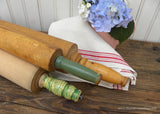 Vintage Wooden Thin Rolling Pin with Jadite Green Handles