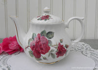 Vintage Royal Patrician Individual Burgundy Red Rose Teapot