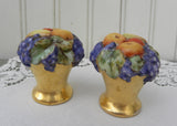 Pair of Vintage Gold Baskets of Fruit Salt and Peppershakers