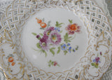 Vintage RK Dresden Germany Floral Reticulated Dessert Plates