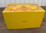 Vintage Tin Avon Retro Yellow Green and Orange Recipe Box