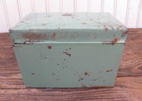 Vintage Jadite Green Metal Recipe Box with Pull Out Front