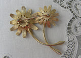 Vintage Weiss Enameled Double Daisy Pin Brooch