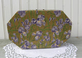 Antique Chocolates Easter Corsage Box with Irises and Purple Bow