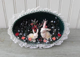 Large Vintage Handmade Easter Bunnies Diorama Decoration