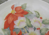 Vintage Hand Painted Poinsettia and Christmas Rose Plate