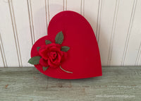Vintage Small Red Valentine's Heart Candy Box with Rose