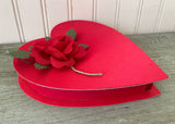 Vintage Small Red Valentine's Heart Candy Box with Rose