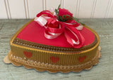 Vintage Red Valentine's Heart Candy Box with Little Red Rose