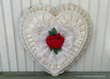 Vintage White Lace and Red Rose Heart Valentine's Day Candy Box