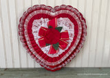 Large Vintage Red Rose Ruffles and Lace Valentines Candy Box