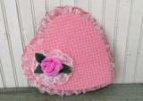 Vintage Valentine's Day Candy Box Pink Rose and Dotted Hearts
