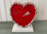 Vintage Valentine Heart Planter Vase Spaghetti Trim and Rhinestone