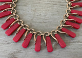 Vintage Claudette Red Thermoset Necklace and Earrings Set