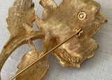 Vintage Charel Gold Tone Long Stem Rose Brooch Pin