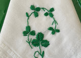 Unused Vintage Embroidered St. Patrick's Shamrock From Ireland Handkerchief