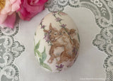 Vintage Hand Painted Easter Bunnies on Garden Swing Egg