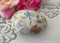 Vintage Hand Painted Easter Bunny and Carrots China Egg