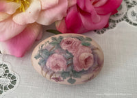 Vintage Hand Painted Trio of Pink Roses Egg