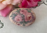 Vintage Hand Painted Trio of Pink Roses Egg