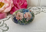 Vintage Hand Painted Pink Roses with Violets Easter Egg