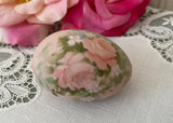 Vintage Hand Painted Peachy Pink Roses Egg