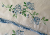 Vintage Hand Embroidered Blue Flowers and Forget Me Nots Pillowcases