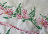 Vintage Hand Embroidered Pink Tulips Pillowcases