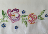 Vintage Hand Embroidered Colorful Crocus Pillowcases