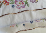 Vintage Hand Embroidered Colorful Crocus Pillowcases
