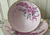 Vintage Paragon Pink Teacup with Lilacs and Bow Double Warranted