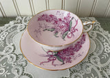 Vintage Paragon Pink Teacup with Lilacs and Bow Double Warranted