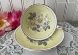 Vintage Paragon Wild Pink Rose Dogwood Yellow Teacup Double Warranted