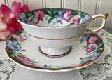 Vintage Paragon Blue and Pink Sweet Pea Teacup and Saucer