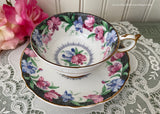 Vintage Paragon Blue and Pink Sweet Pea Teacup and Saucer