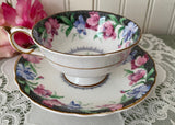 Vintage Paragon Blue and Pink Sweet Pea Teacup and Saucer