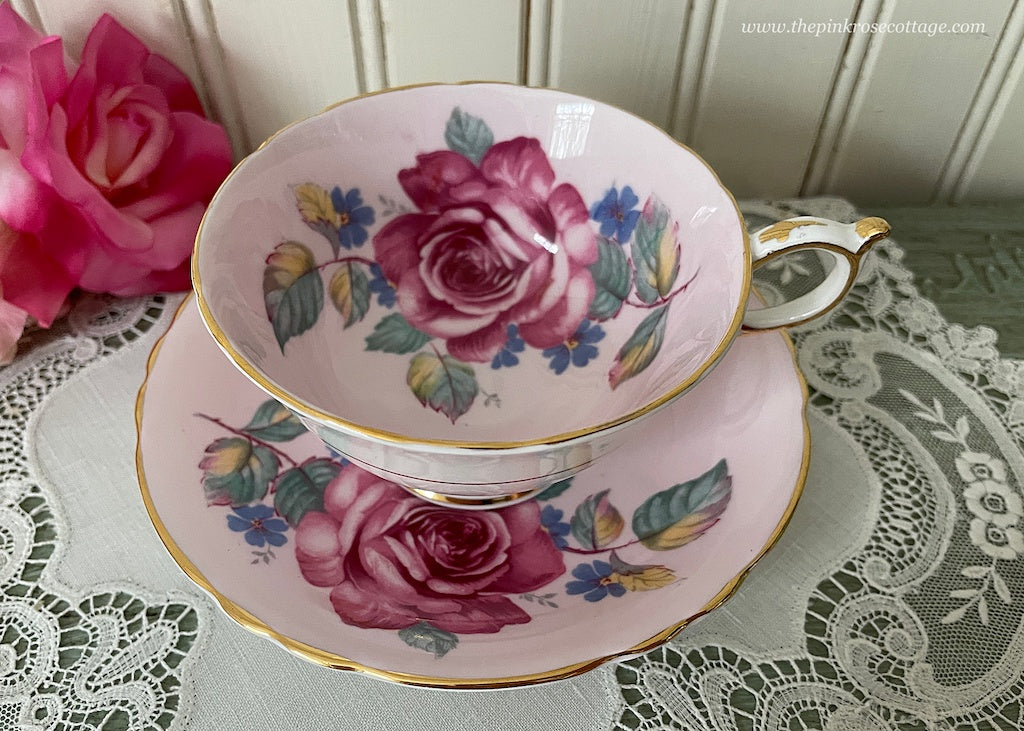 Vintage Paragon Cabbage Rose Pink Teacup Double Warranted