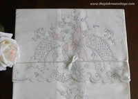 Unused Vintage Madeira Hand Embroidered Iris Lily Pillowcases - The Pink Rose Cottage